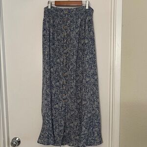 Elegant Blue Floral Maxi Skirt